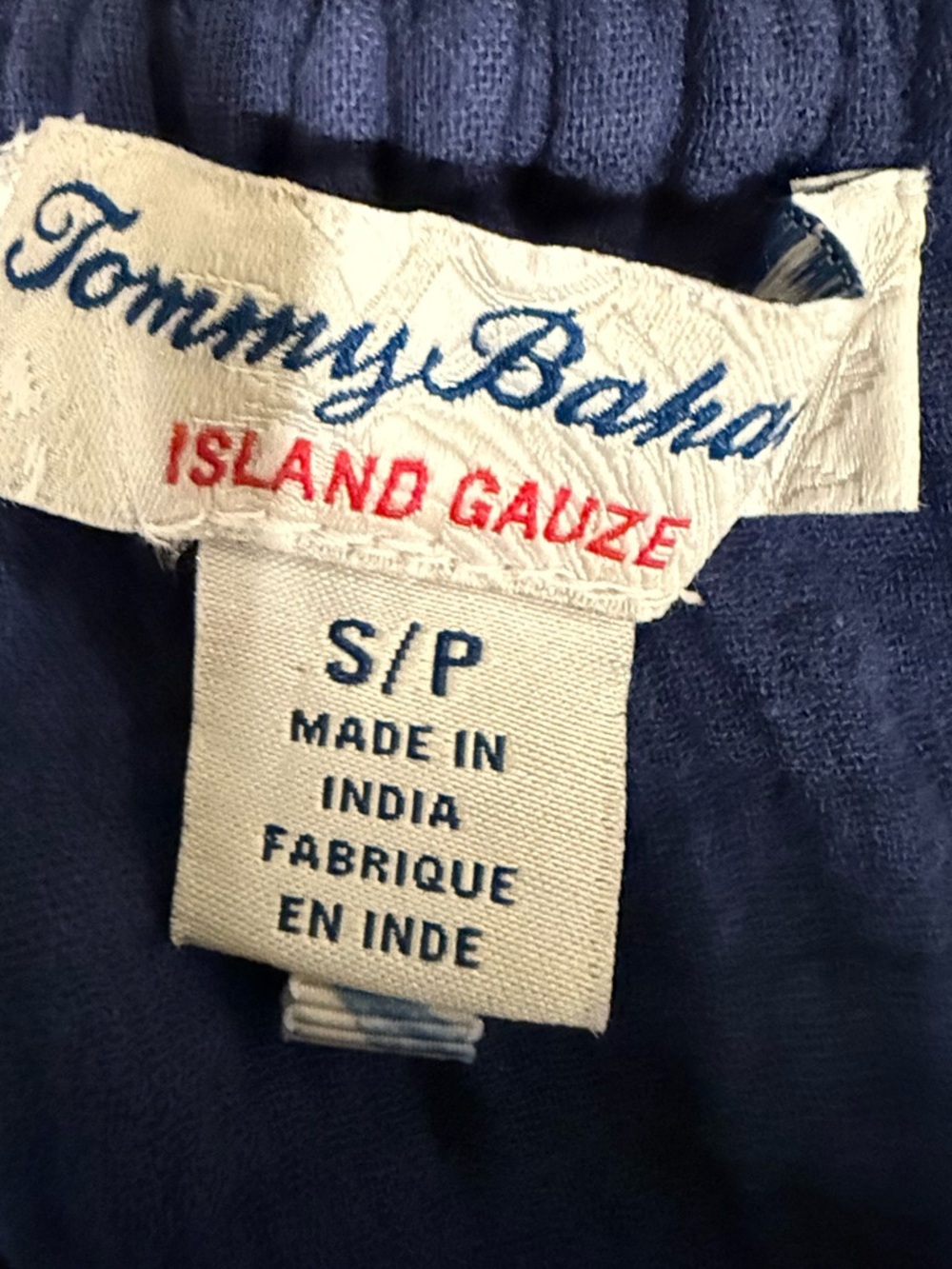 Tommy Bahama Island Gauze Navy Textured Button-Down Puff Sleeve Blouse NWOT - Picture 2 of 3
